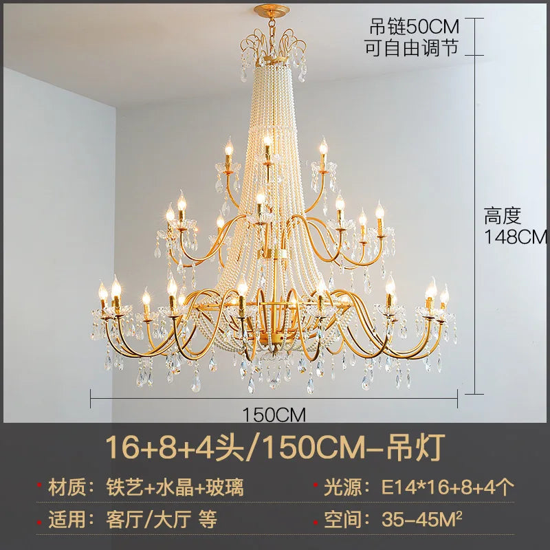 DecorBites™ French Pearl Chandelier, Elegant Retro Design for Luxurious Living Spaces