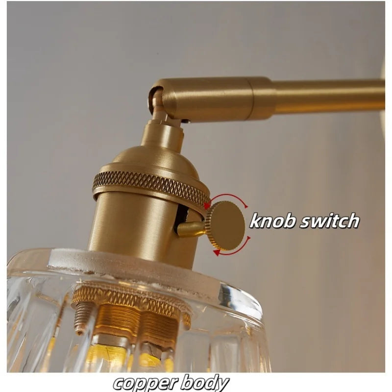 DecorBites™ Glass Copper Wall Lights Up Down Rotate Study Cafe, Nordic Modern Bedside Lamp