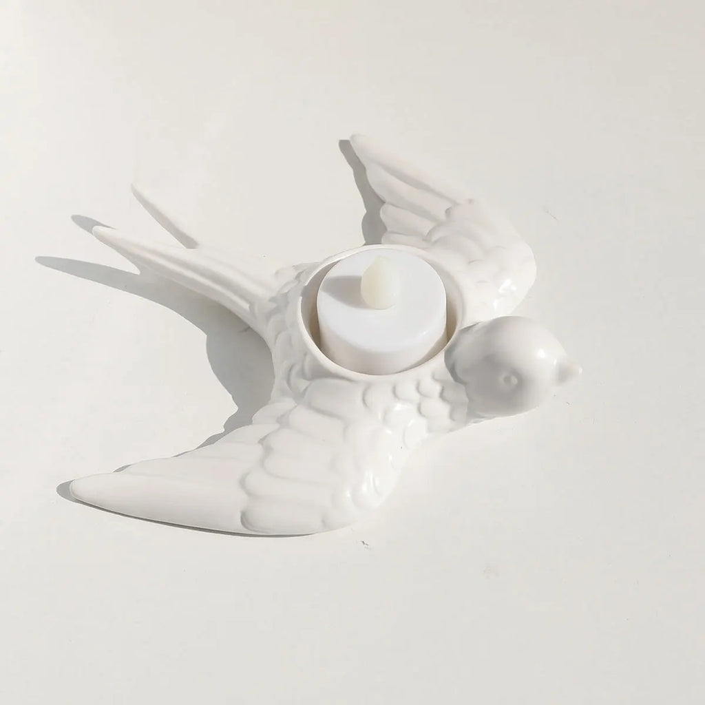 DecorBites™ Golden Bird Ceramic Candle Holder Tray Wedding Decoration