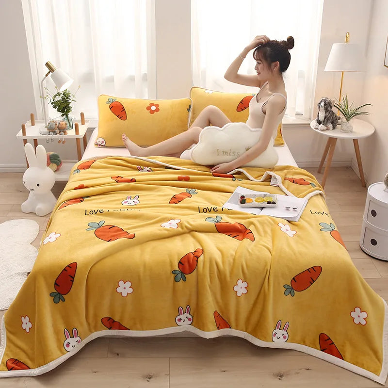 DecorBites™ Cozy Checkered Fleece Blanket for All Seasons