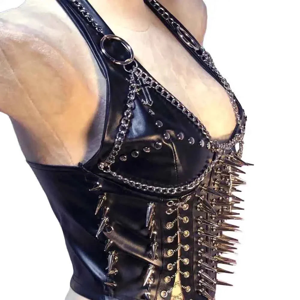 Grunge Emo Clothing ALT Punk Rock Clothes with Spikes Y2K Cyber Sexy Gothic Tank Goth T-shirt
