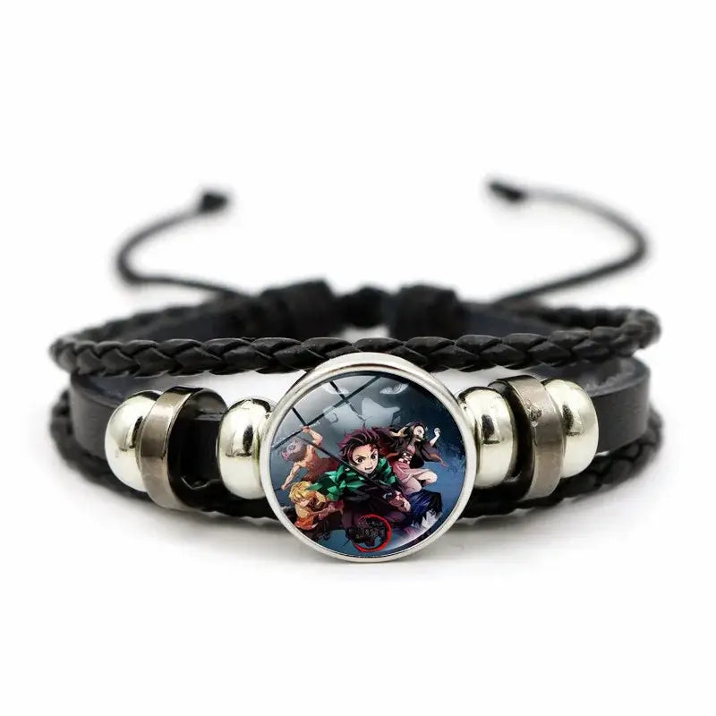 Demon Slayer Bracelet: Tanjiro & Nezuko Leather Charm