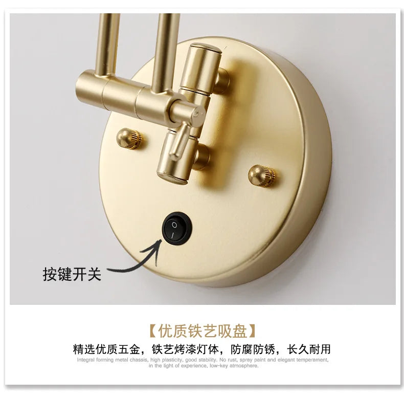 DecorBites™ Adjustable Swing Arm LED Wall Lamp Touch Sensor Sconce Lights