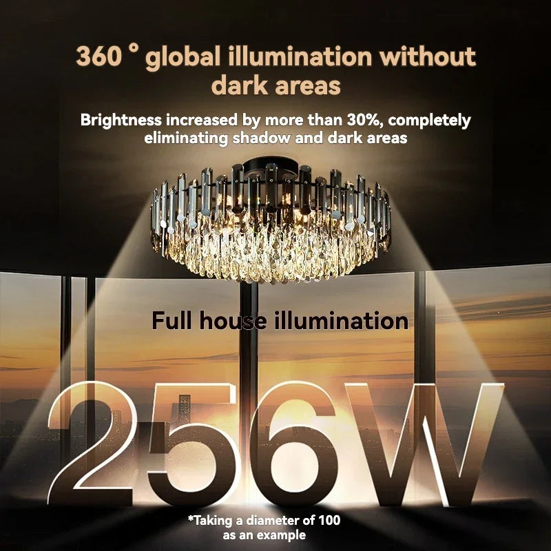 DecorBites™ Gold Crystal Ceiling Chandelier: Luxury Modern LED Pendant for Home Décor