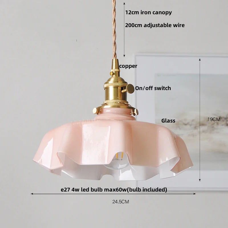 DecorBites™ Green Flower Glass Pendant Light for Kitchen Bar Restaurant, Modern Wire Adjustable Hanging Lamp