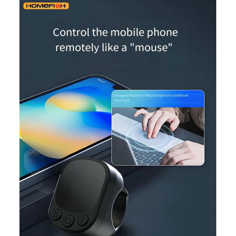 Mouse Ring Remote Control with Touchpad,Smart Automatic Screen Clicker Device，Continuous Clicker，Scrolling Ring Remote Control S