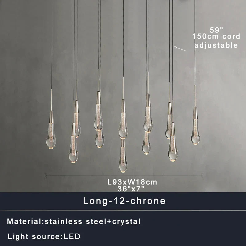 DecorBites™ Crystal Water-drop Chandelier Light Fixture - Luxury Stairwell Decor