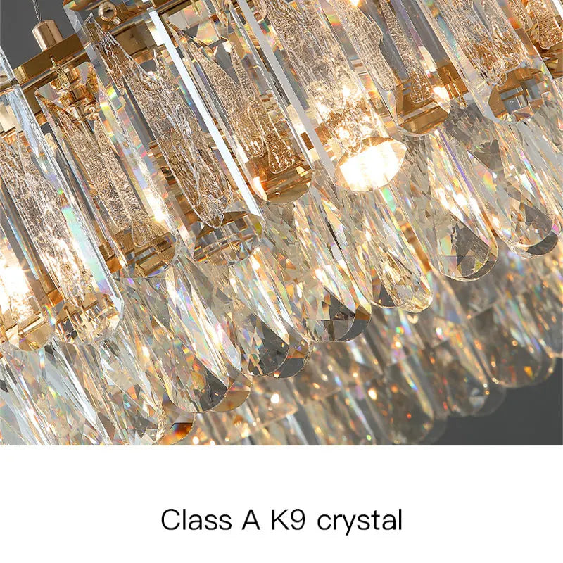 DecorBites™ Gold Round/Oval Crystal Chandelier for Living & Dining Room