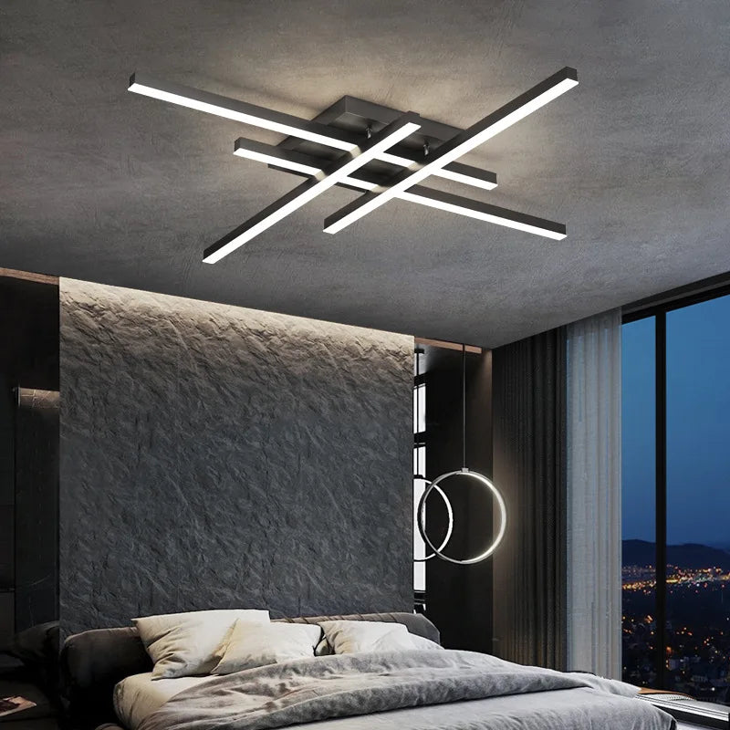 DecorBites™ Gold Black Aluminum LED Chandeliers for Bedroom Dining Living Room Lighting
