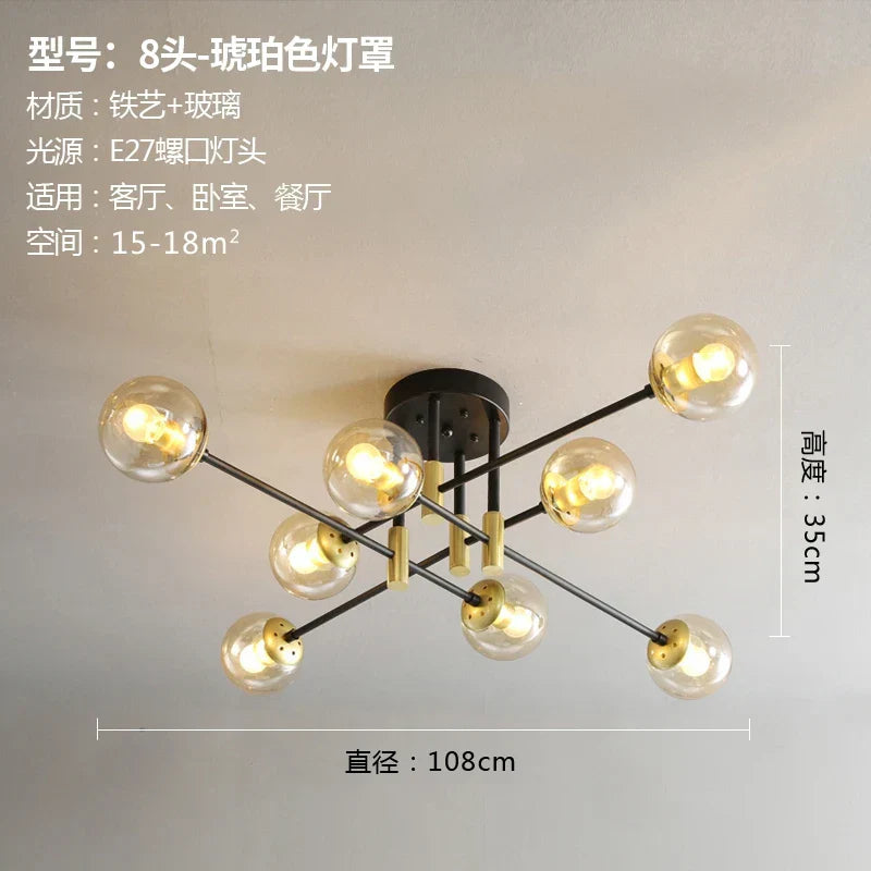 DecorBites™ Glass Ball LED Chandelier Ceiling Light for Living Room and Kitchen