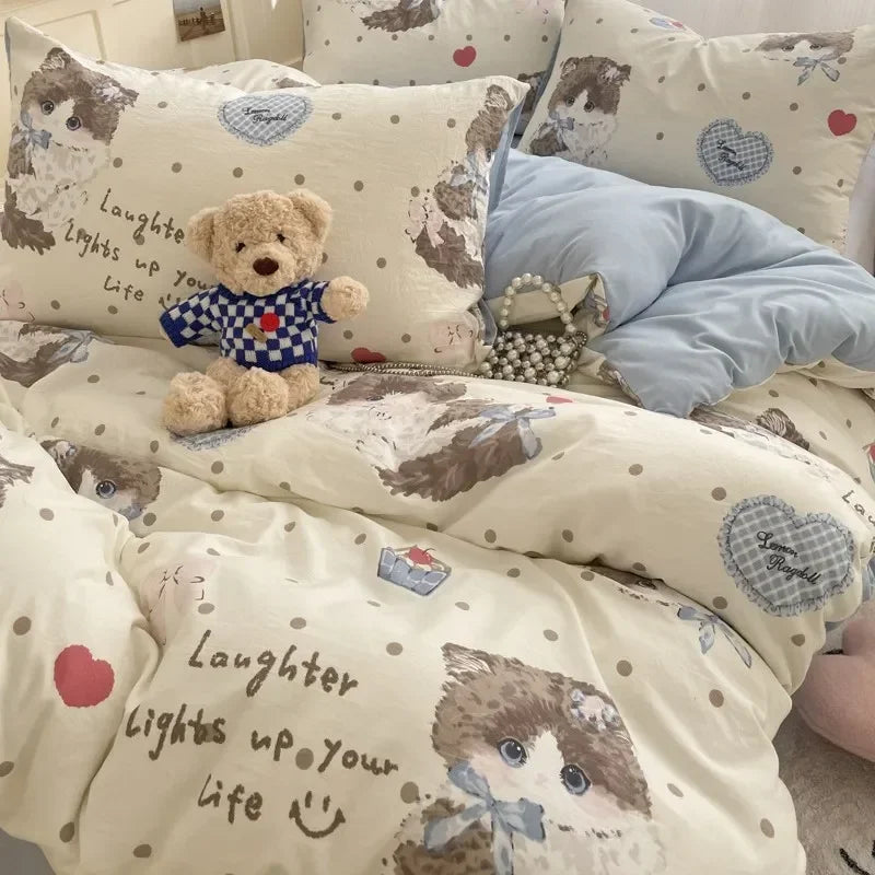 DecorBites™ Cozy Cartoon Printed Cotton Comforter Set for Adults