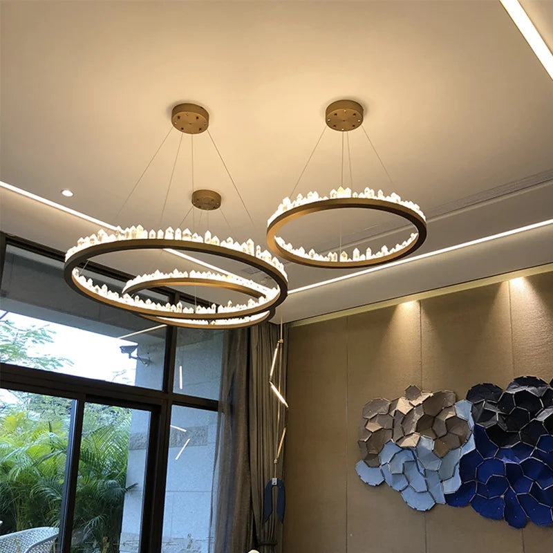 DecorBites™ Crystal LED Pendant Lights: Modern Gold Black Industrial Lamp