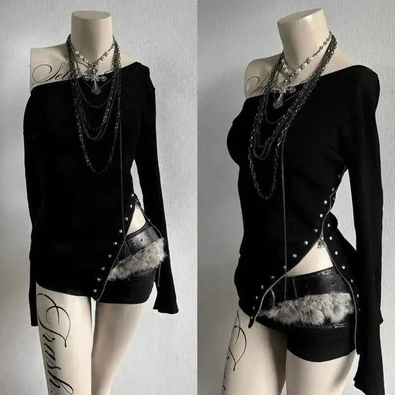 Off The Shoulder Long Sleeve T-shirt