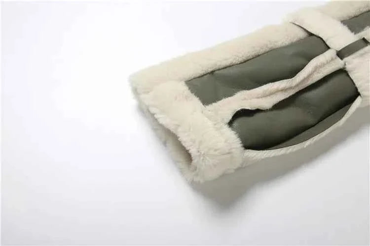 Furry Patchwork Women's Crop Jacket Warm Outwear Basic