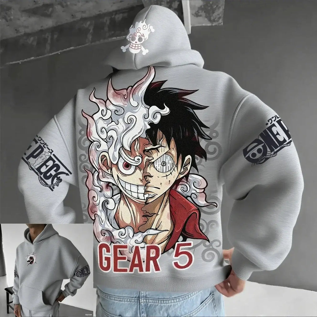 One Piece Luffy Gear 5 Nika Oversized Anime Hoodie