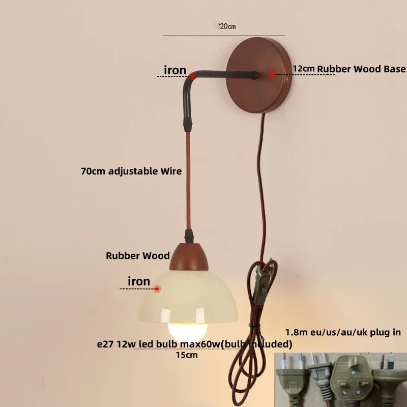 DecorBites™ Adjustable LED Wall Light Fixture with Ceramic Wood Base for Dining Room, Study, Bar