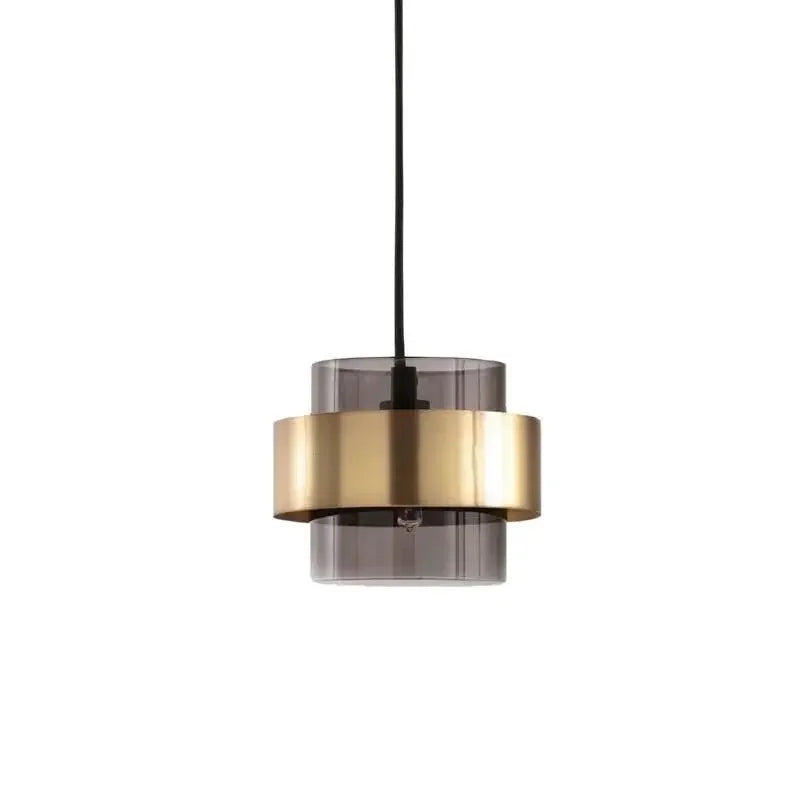 DecorBites™ Gold Wrought Iron Hanging Lamp Glass Shade Suspended Pendant Light
