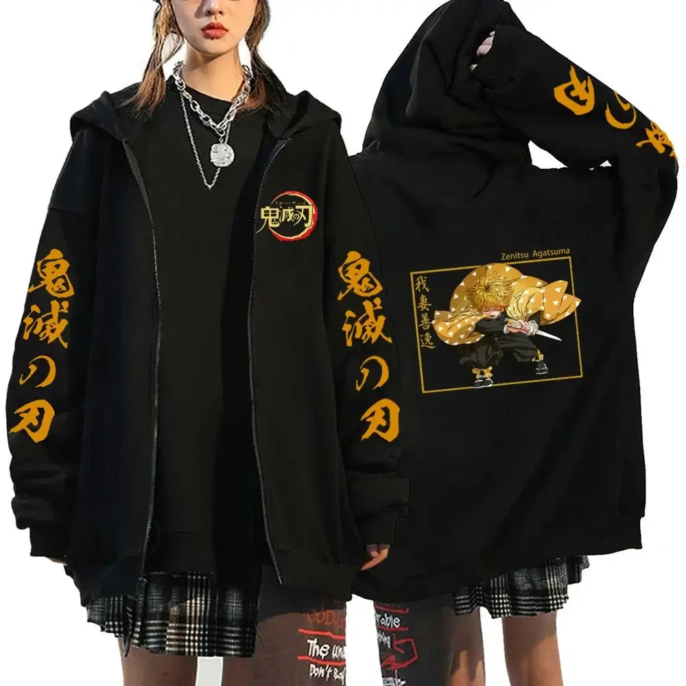 Demon Slayer Harajuku Fleece Zip Hoodie