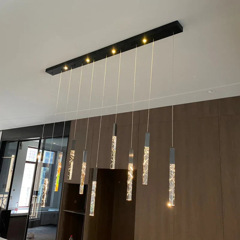 DecorBites™ Crystal LED Chandelier: Modern Luxury Staircase & Living Room Hanging Lamp