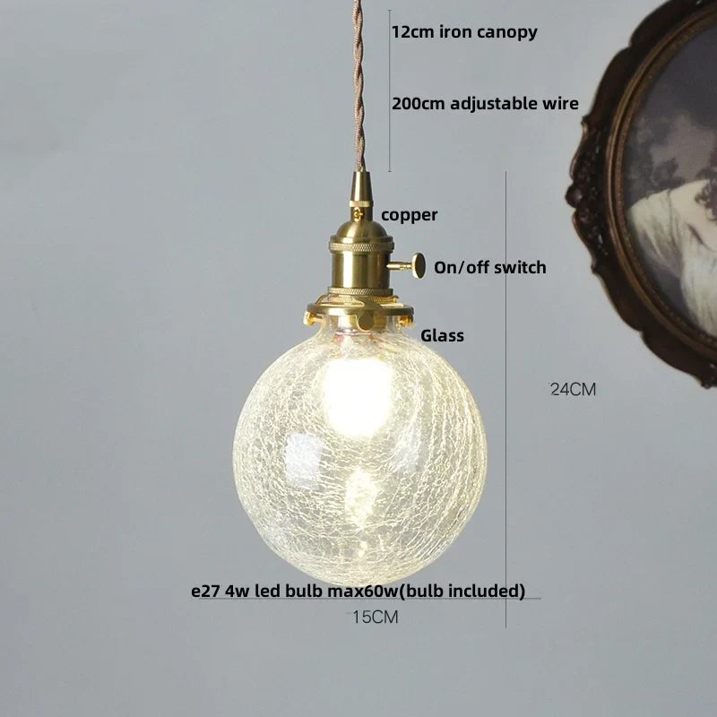 DecorBites™ Glass LED Pendant Lamp Modern Copper Socket Hanging Light