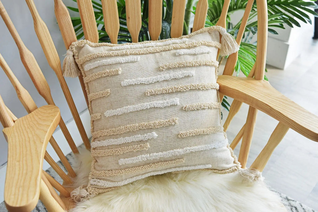 DecorBites™ Handmade Geometric Tufted Pillowcase Set - Modern, Minimalist, Indian-Inspired Cushion Covers
