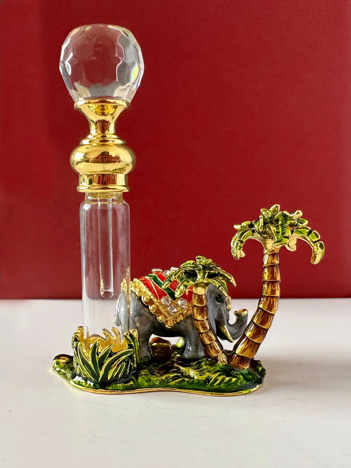 DecorBites™ Elephant Crystal Perfume Bottle 4ml - Handmade Home Decor & Holiday Gift