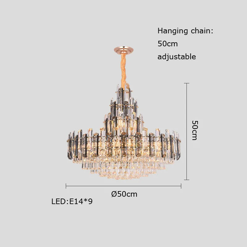 DecorBites™ Crystal LED Oval Round Chandelier Hanging Lamp - Dimmable Ceiling Pendant
