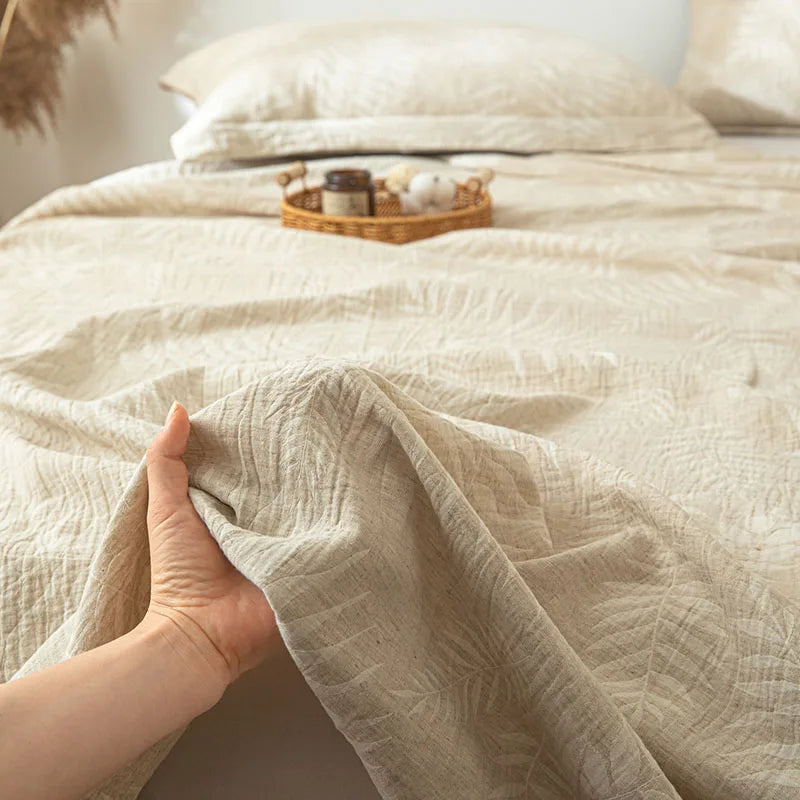 DecorBites™ Cotton & Linen Bed Sheet Set: Luxury, Skin-Friendly, All Seasons, Queen & King Sizes