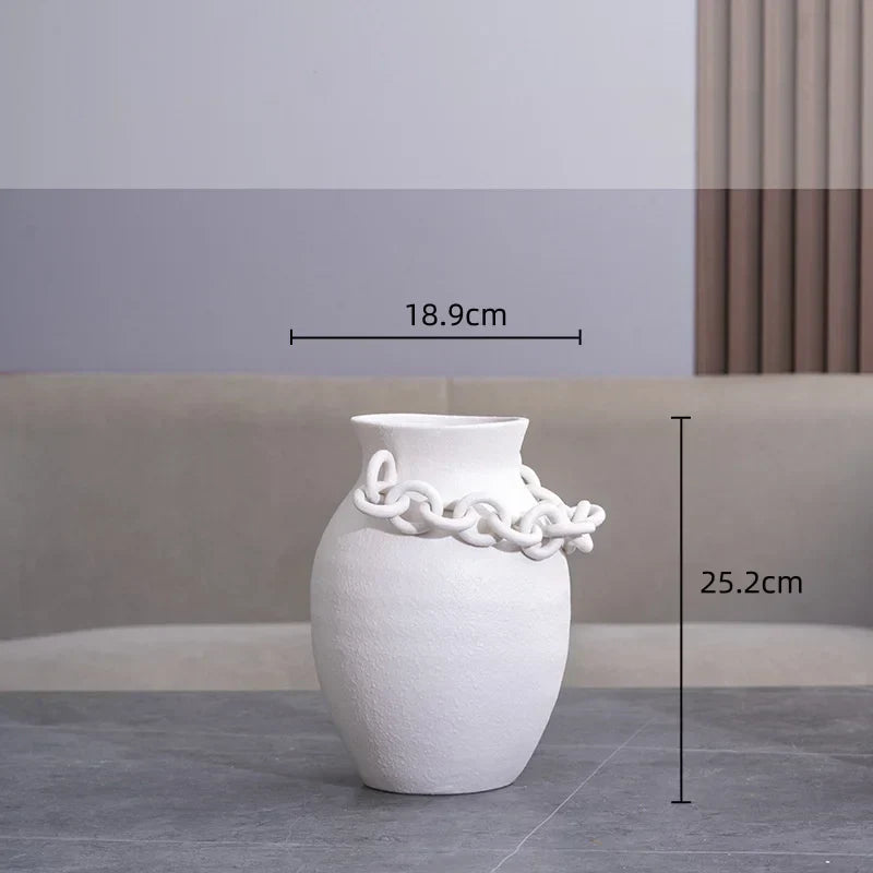 DecorBites™ Geometric Chain Porcelain Vase - Stylish Room Decor & Flower Vase