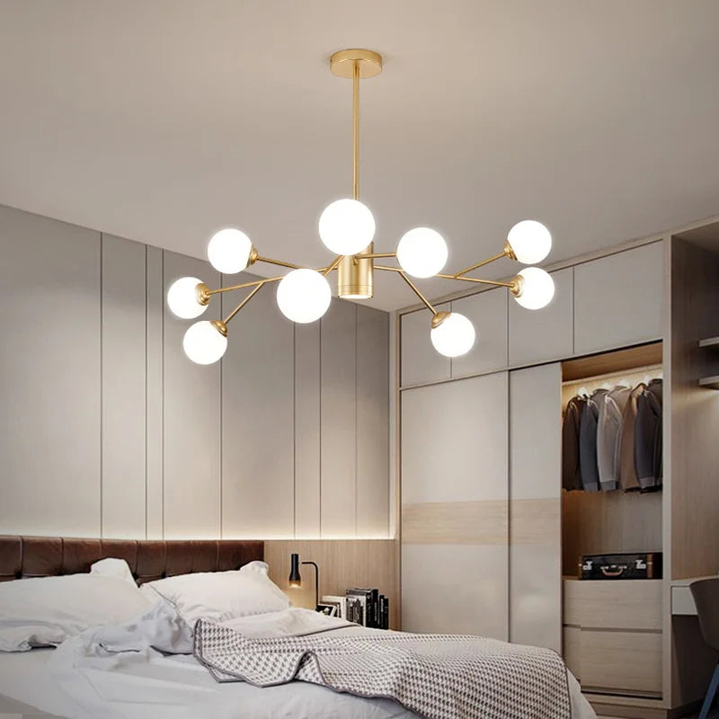 DecorBites™ Black Chandelier: Luxury Glass Pendant Light for Home, Bedroom, or Living Room