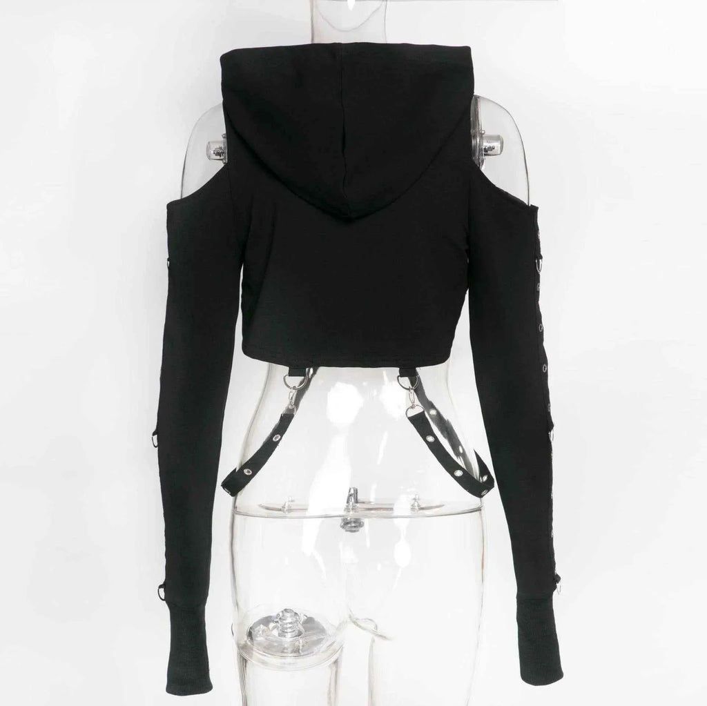 Women's Dark Gothic Crop Top Sweatshirt | Punk Aesthetic | MUNSIEUR