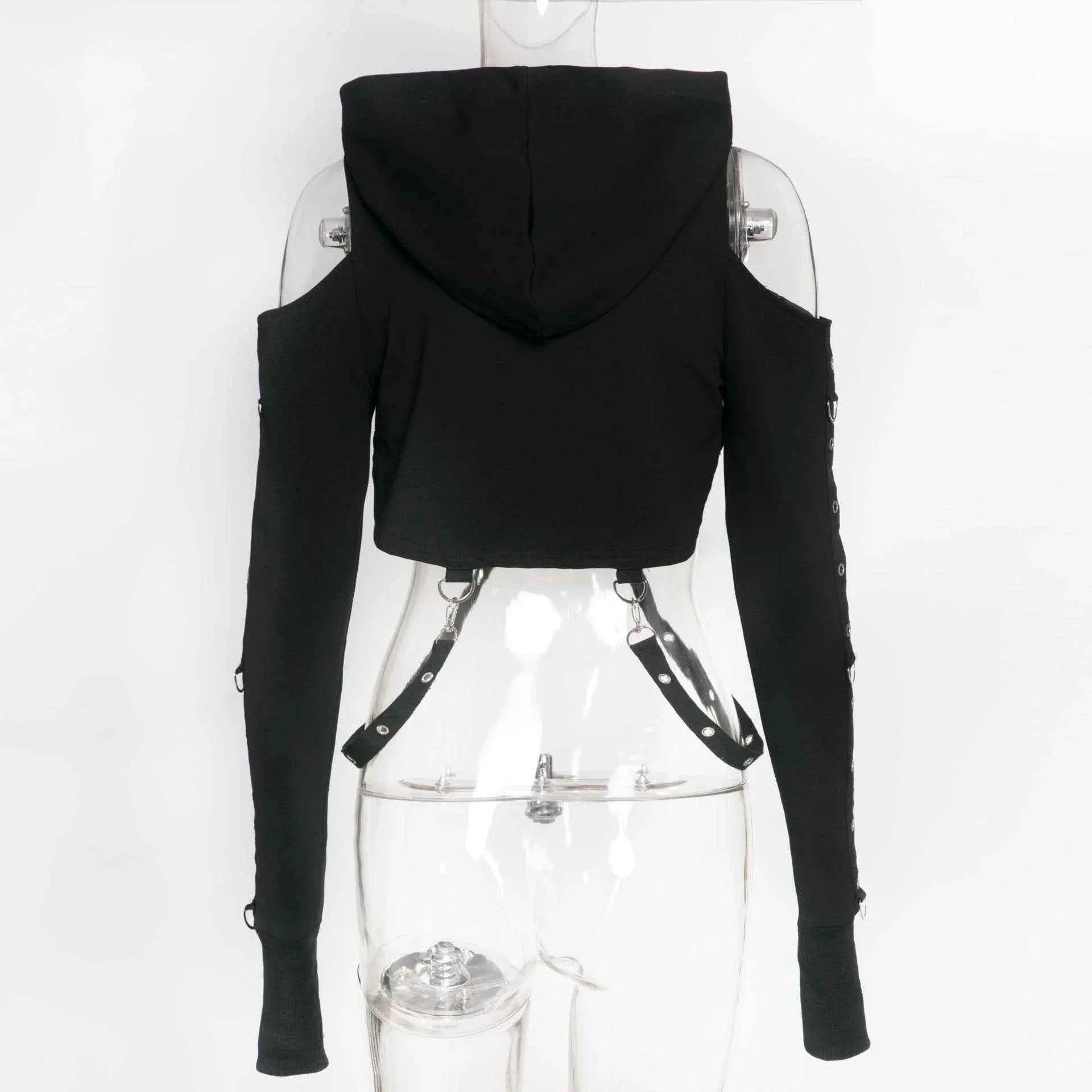 Women's Dark Gothic Crop Top Sweatshirt | Punk Aesthetic | MUNSIEUR