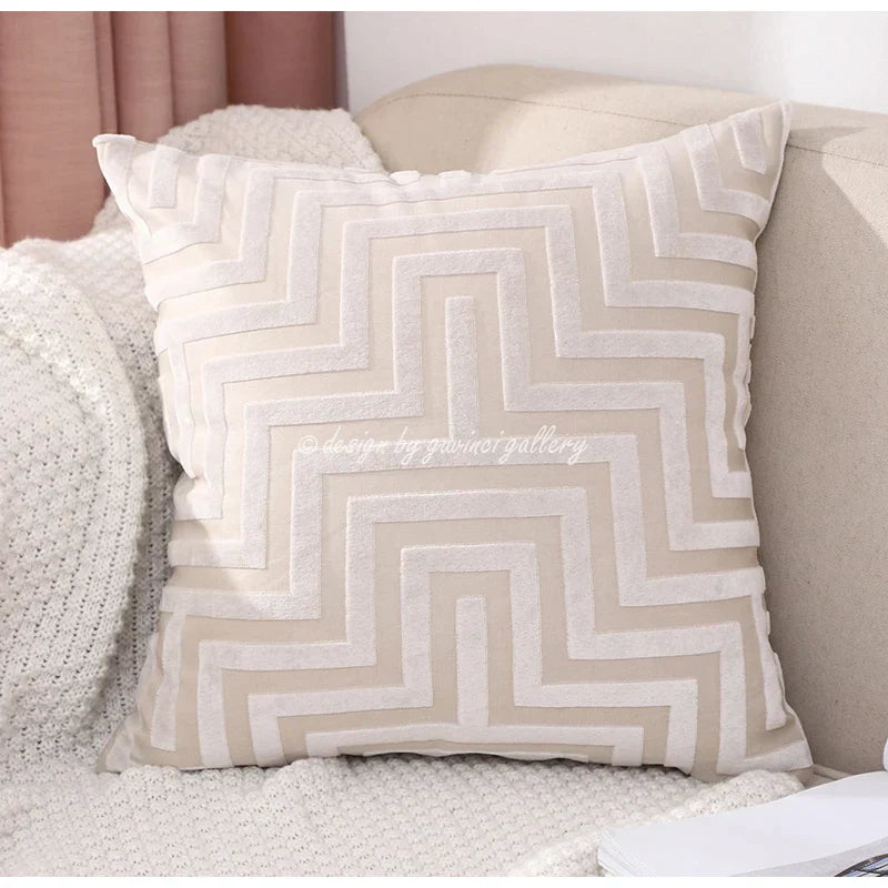 DecorBites™ Geometric Jacquard Throw Pillowcase Double Sided Luxury Cushion Cover