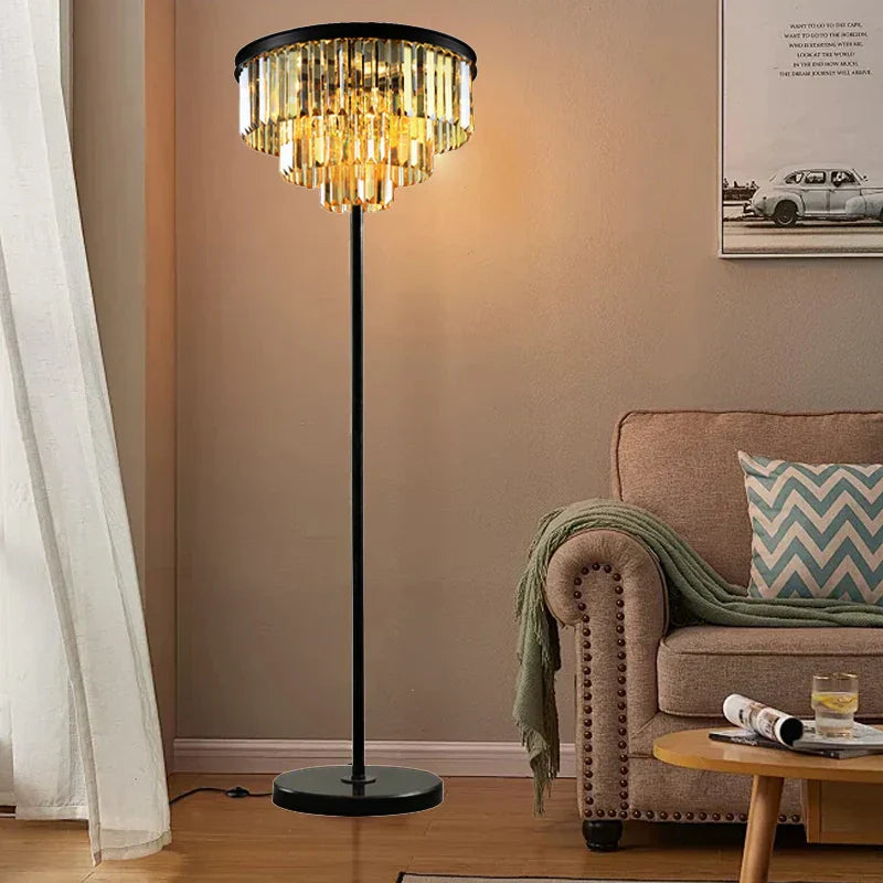 DecorBites™ Gray Crystal Black Standing Light - Modern Luxury Classic Living Room Decor