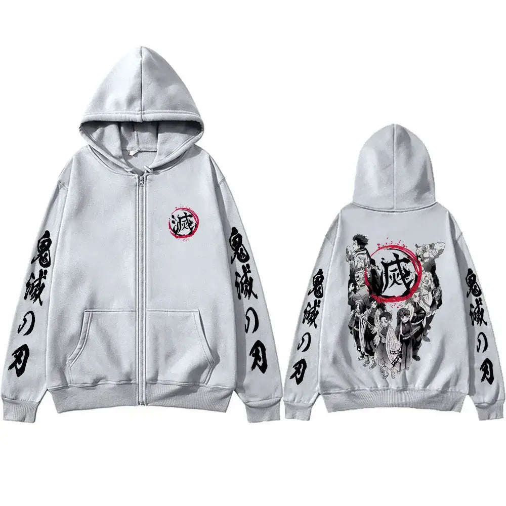Demon Slayer Hashira Hoodie Vintage Zip Up Jacket