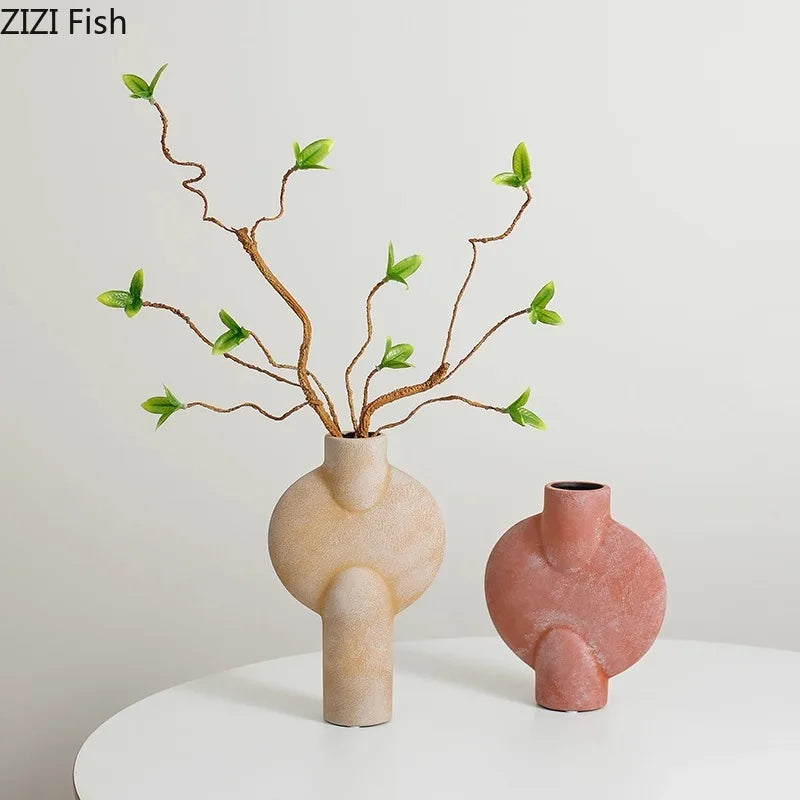 DecorBites™ Geometric Ceramic Vase for Stylish Floral Arrangements