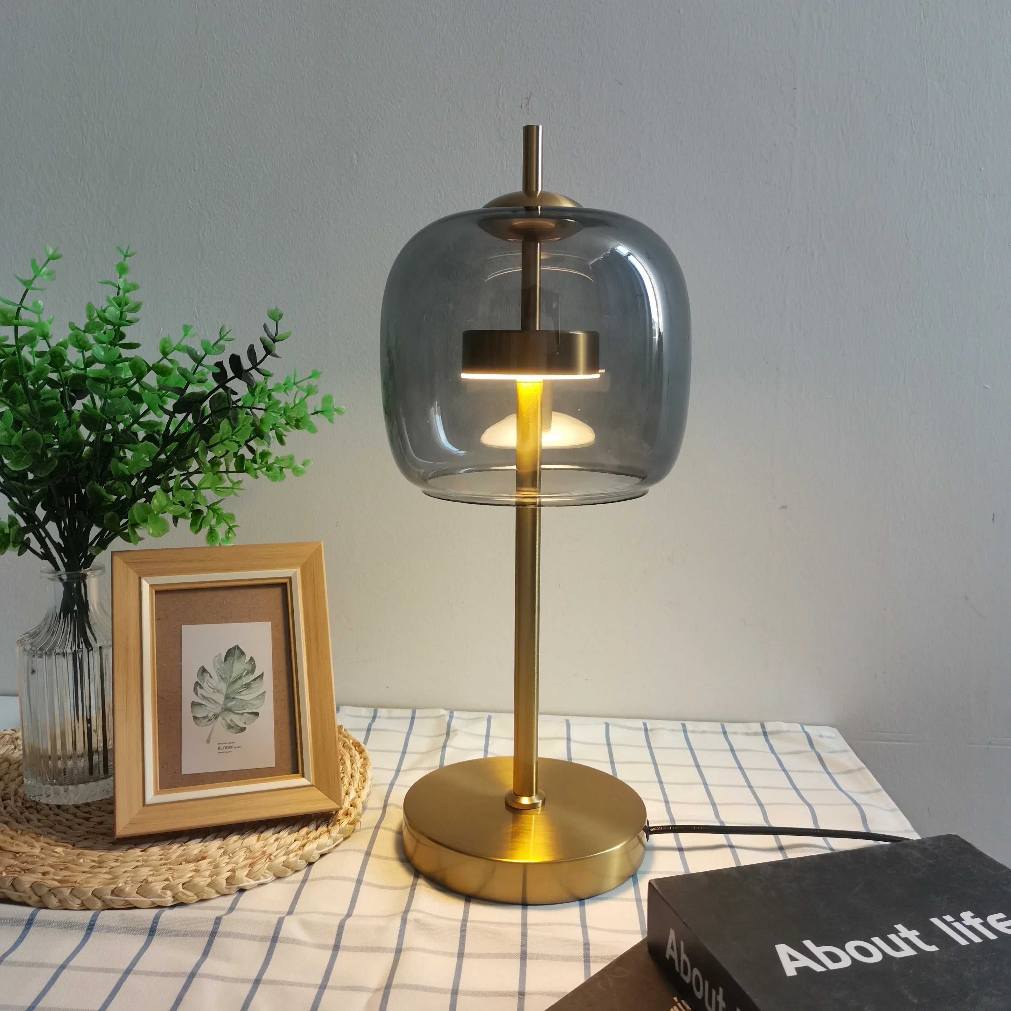 DecorBites™ Glass Table Lamp: Modern Nordic Design for Living Room Bedroom, Gold Luxury Décor