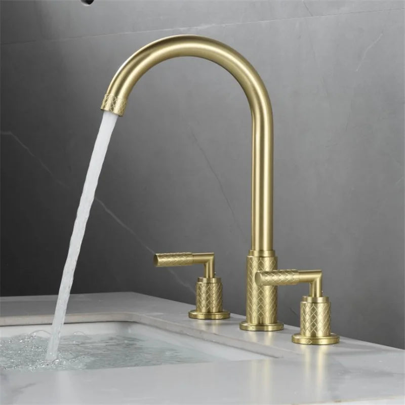 DecorBites™ Black Brass Basin Faucet with Waterfall Effect and 3-Hole Design