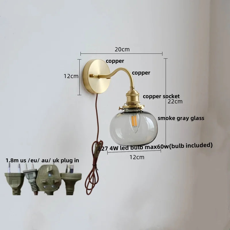 DecorBites™ Green Class Ball LED Wall Light with Copper Socket for Bedroom Living Dining Room