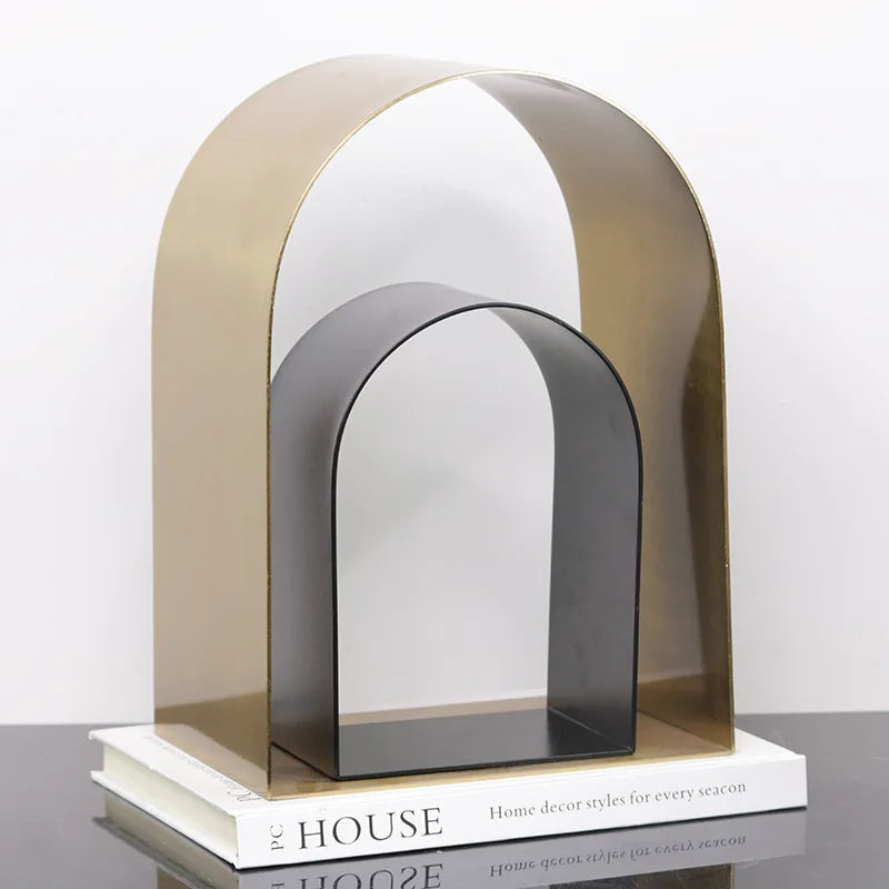 DecorBites™ Golden Arches Metal Sculpture Room Decoration Geometric Handicraft Figurine