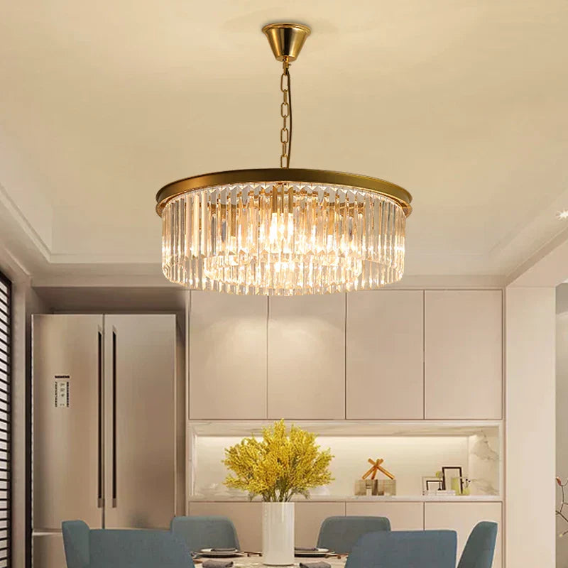 DecorBites™ Gold Black Metal LED Pendant Lights with Crystal Suspension and Chain Hangings