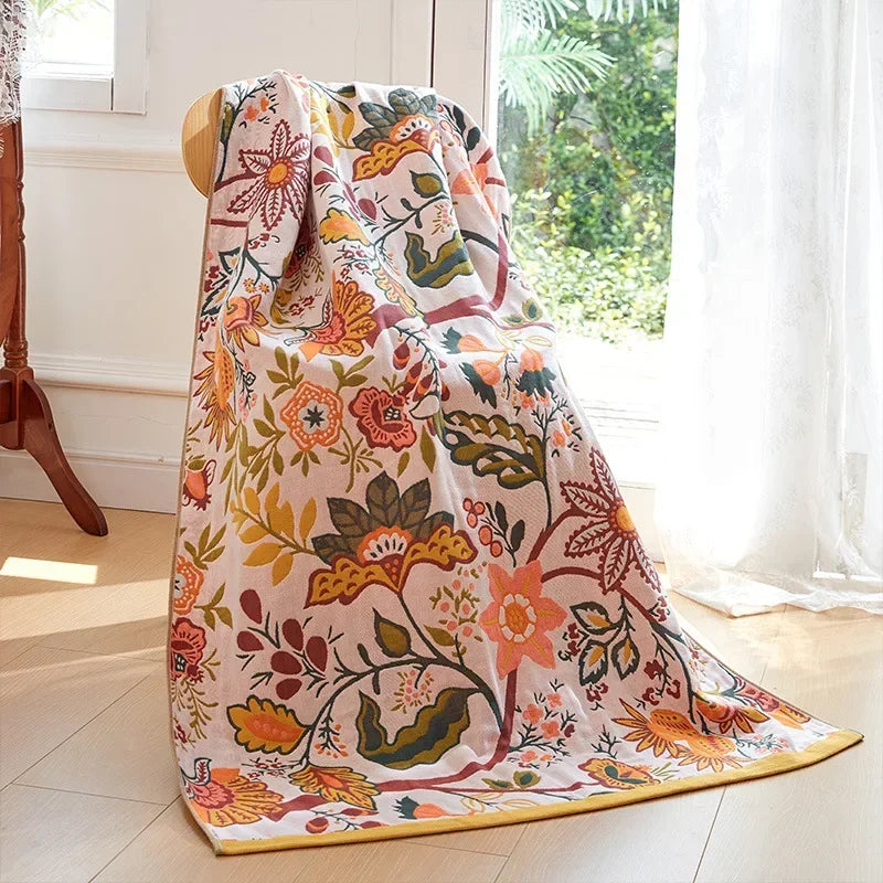DecorBites™ Cotton Gauze Peacock Bath Towel - Soft, Skin-Friendly, Quick Dry - 90x180cm