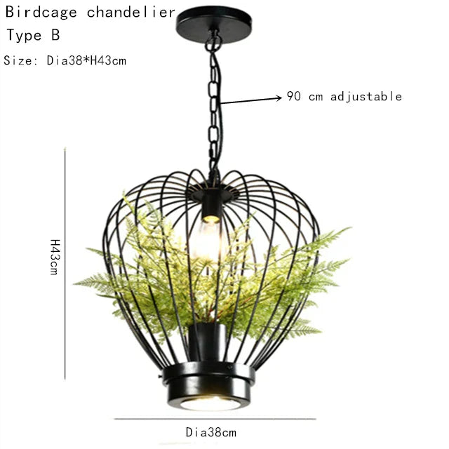 DecorBites™ Industrial Style Planting Birdcage Chandelier Pendant Lamp