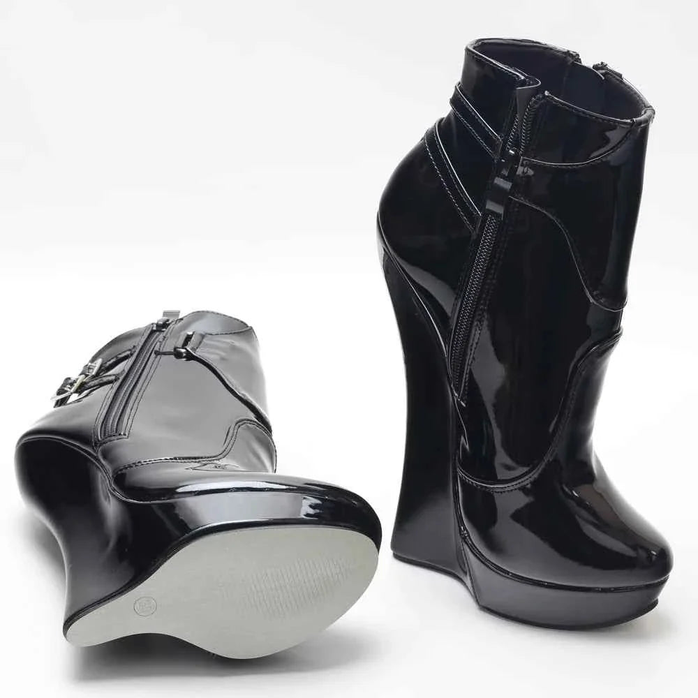18CM High Heel Wedge Platform Fetish Sexy Ankle Boots