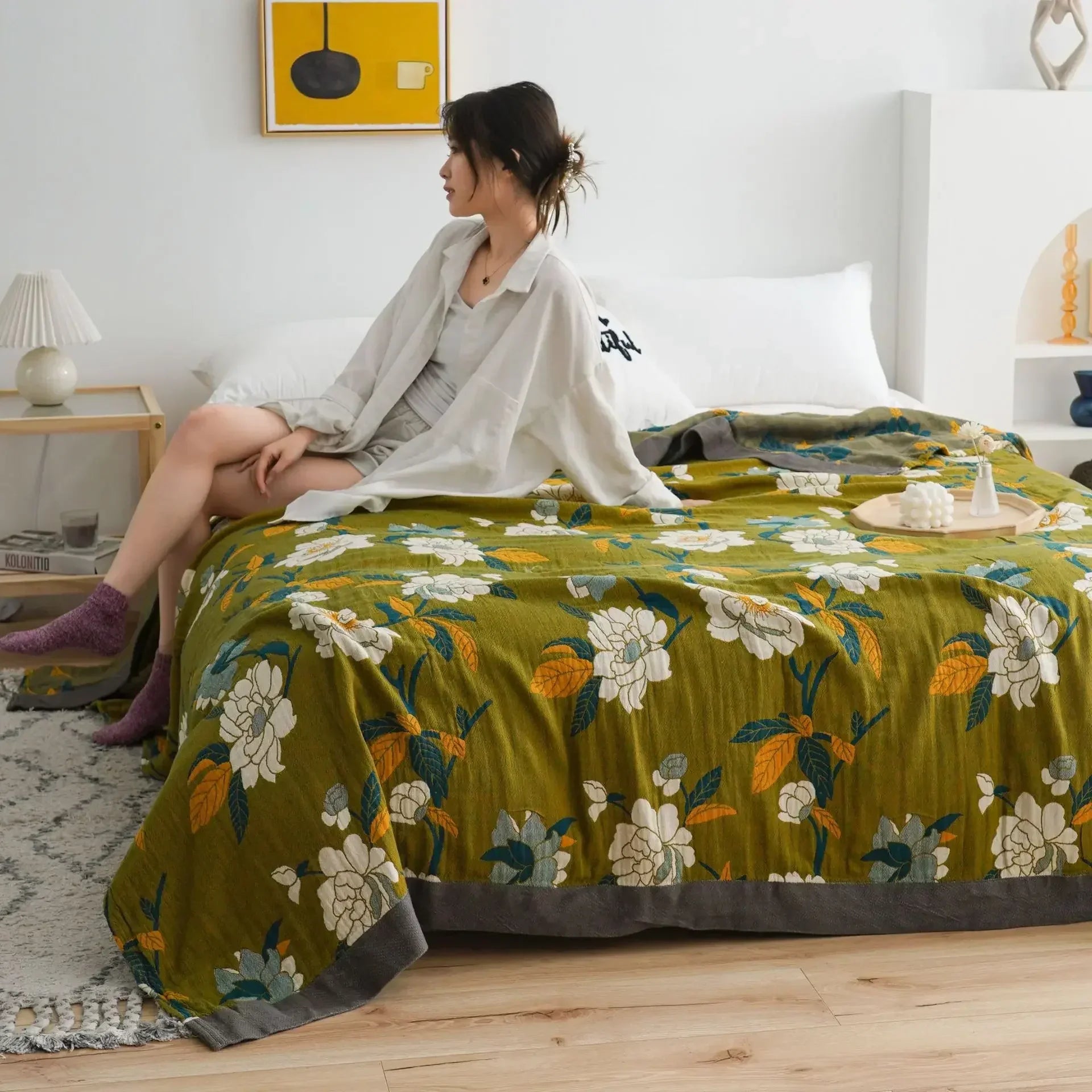 DecorBites™ Cotton Gauze Soft Throw Blanket for Bed and Sofa
