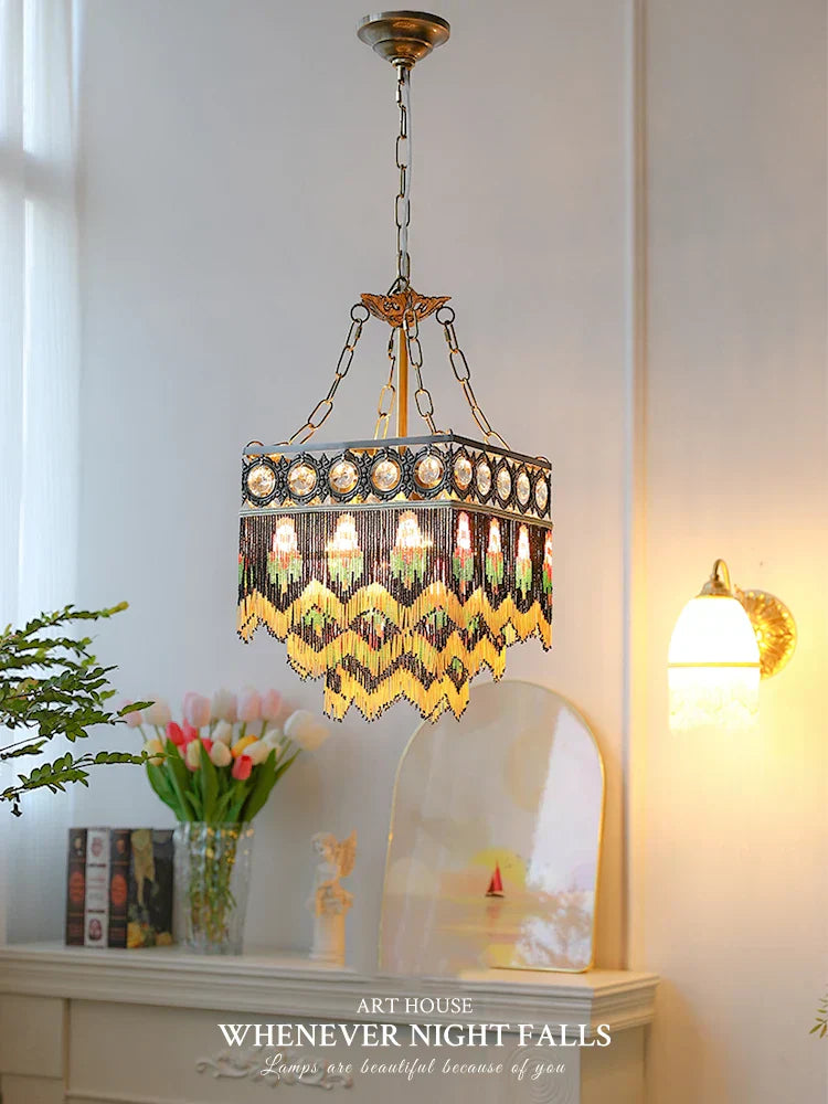 DecorBites™ French Brass Crystal Ceiling Chandelier | Classic European Hanging Lamps