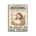 DecorBites™ Hedgehog Bath Soap Paws Poster - Funny Bathroom Decor