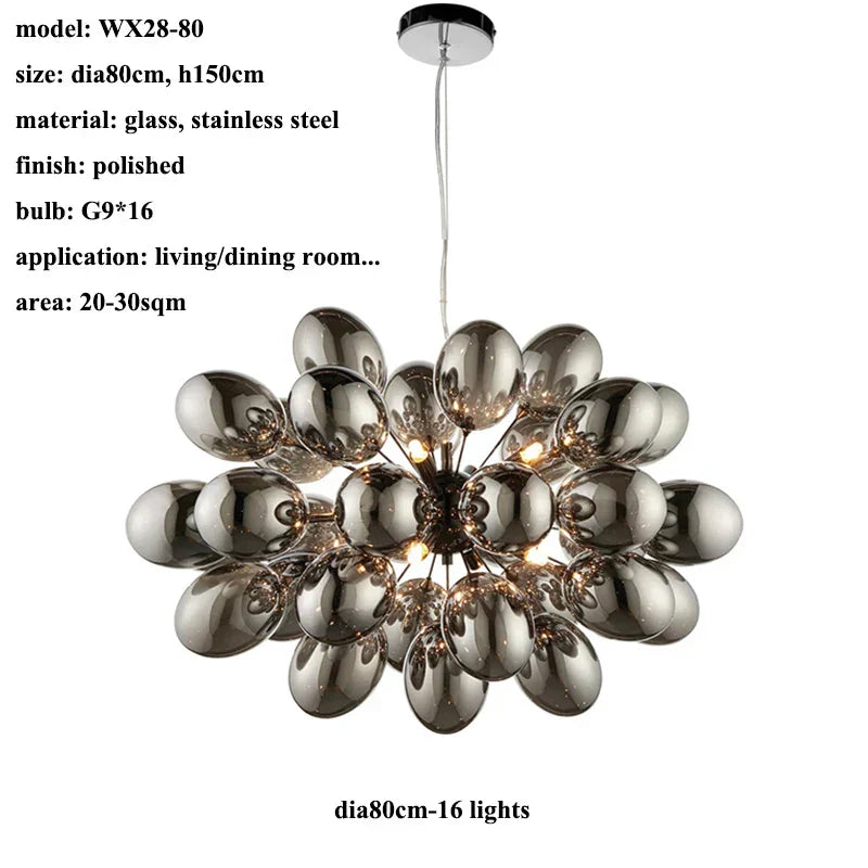 DecorBites™ Elegant Grape Glass Chandelier for Luxury Home Decoration