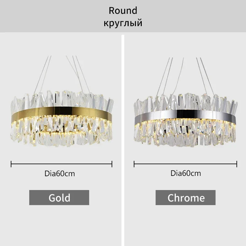 DecorBites™ Crystal LED Chrome Pendant Chandelier for Kitchen Dining Living Room