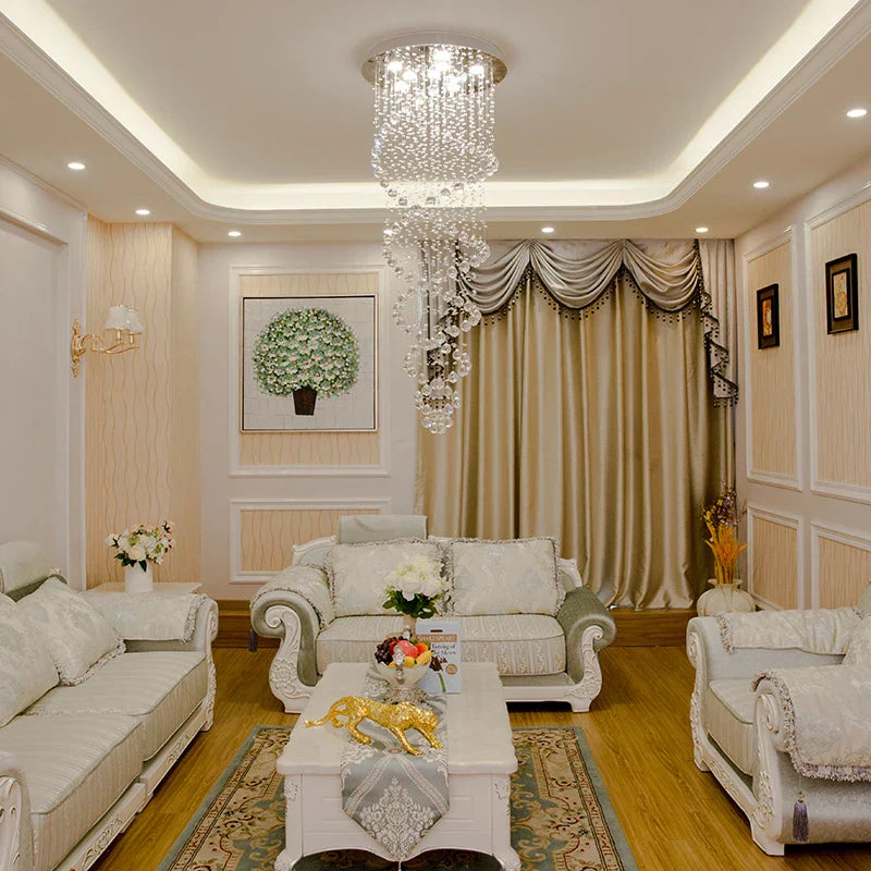 DecorBites™ Crystal LED Chandelier for Staircase Stair Luxury Hotel Pendant Lights
